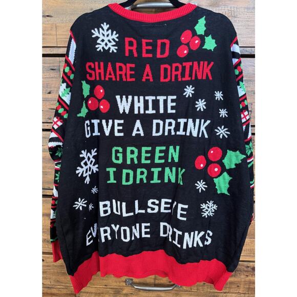 Tipsy Elves Sweater Womens 4XL Black Drinking Game Bullseye Ugly Christmas Party - Picture 3 of 12
